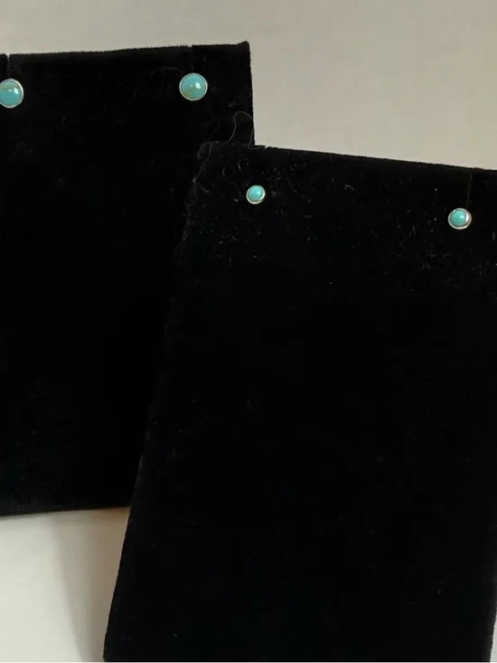 Turquoise & Sterling Silver Stud Earrings Two Pairs 5mm & 3mm - Picture 2 of 7
